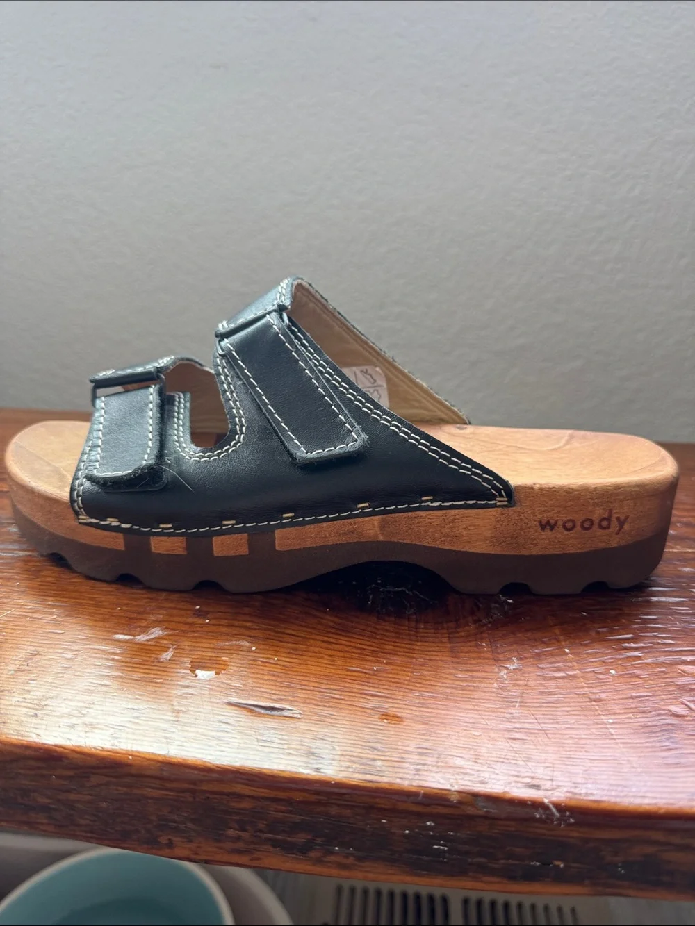 Woody Austrian Handmade Men’s Roman Clog Sandals Black Leather EU 43 / US 10